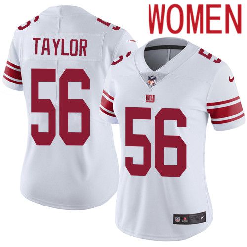 Women New York Giants #56 Lawrence Taylor Nike White Vapor Limited NFL Jersey->women nfl jersey->Women Jersey